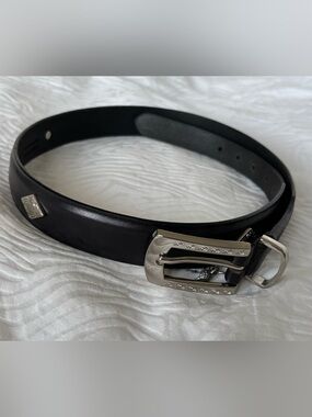 FootJoy Black Leather women’s Belt with Silver Buckle & Golf Accessory Details